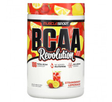 Аминокислоты MuscleSport, BCAA, Revolution, клубничный лимонад, 450 г (15,9 унции)
