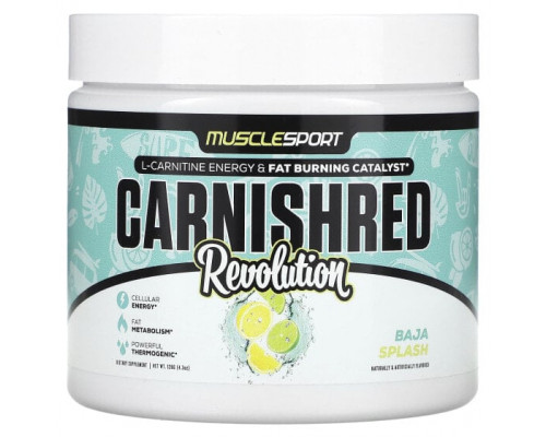 L-карнитин и L-глютамин MuscleSport, Carnishred, Revolution, Baja Splash, 120 г (4,3 унции) L-карнитин и L-глютамин MuscleSport, Carnishred, Revolution, Baja Splash, 120 г (4,3 унции)