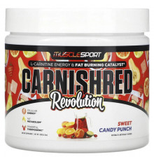 Для похудения и контроля веса MuscleSport, Carnishred Revolution, сладкий конфетный пунш, 120 г (4,3 унции)