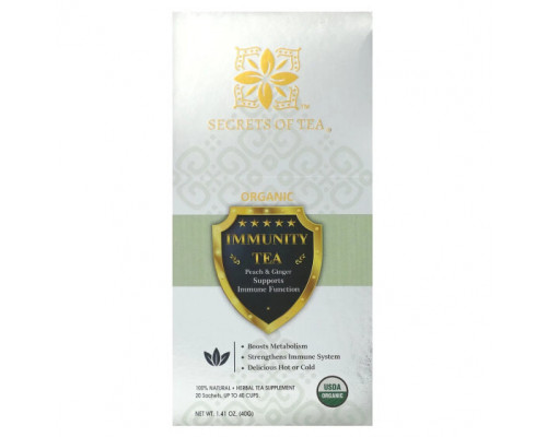 Травяные сборы и чаи Secrets of Tea, органический чай для укрепления иммунитета, персик и имбирь, 20 пакетиков, 40 г (1,41 унции) Травяные сборы и чаи Secrets of Tea, органический чай для укрепления иммунитета, персик и имбирь, 20 пакетиков, 40 г (1,41 унции)