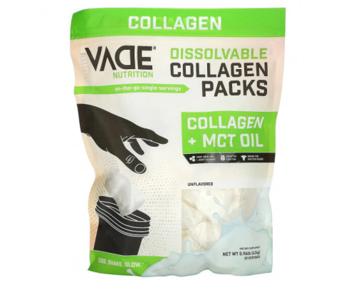 Для мышц и суставов Vade Nutrition, Пакетики с растворимым коллагеном, коллаген + масло среднецепочечных триглицеридов, без добавок, 434 г (0,96 фунта) Для мышц и суставов Vade Nutrition, Пакетики с растворимым коллагеном, коллаген + масло среднецепочечных триглицеридов, без добавок, 434 г (0,96 фунта)