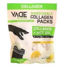 Для мышц и суставов Vade Nutrition, Пакетики с растворимым коллагеном, коллаген + масло MCT, апельсиновый крем, 476 г (1,05 фунта)