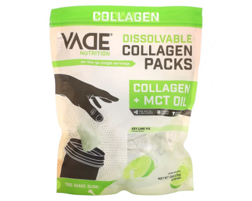 Для мышц и суставов Vade Nutrition, Пакетики с растворимым коллагеном, коллаген + масло MCT, лаймовый пирог, 470 г (1,04 фунта) Для мышц и суставов Vade Nutrition, Пакетики с растворимым коллагеном, коллаген + масло MCT, лаймовый пирог, 470 г (1,04 фунта)