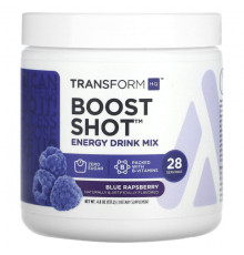 Энергетики TransformHQ, Boost Shot, смесь для энергетического напитка, голубая малина, 137,2 г (4,8 унции)