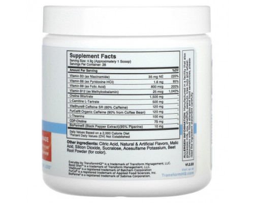 Энергетики TransformHQ, Everyday, Super Boost, со вкусом клубничного лимонада, 137 г (0,3 фунта) Энергетики TransformHQ, Everyday, Super Boost, со вкусом клубничного лимонада, 137 г (0,3 фунта)