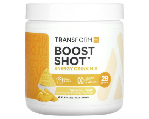 Энергетики TransformHQ, Boost Shot, смесь для энергетического напитка, тропические фрукты, 126 г (4,4 унции) Энергетики TransformHQ, Boost Shot, смесь для энергетического напитка, тропические фрукты, 126 г (4,4 унции)