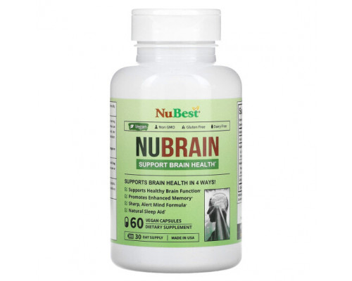 Улучшение памяти и работы мозга NuBest, Nubrain`` 60 веганских капсул Улучшение памяти и работы мозга NuBest, Nubrain`` 60 веганских капсул