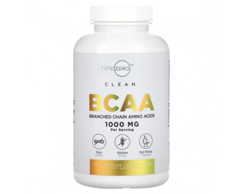 Аминокислоты TypeZero, Clean BCAA, 500 мг, 180 капсул Аминокислоты TypeZero, Clean BCAA, 500 мг, 180 капсул