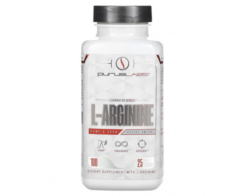 Аминокислоты Purus Labs, Foundation Series, L-аргинин, 100 растительных капсул Аминокислоты Purus Labs, Foundation Series, L-аргинин, 100 растительных капсул
