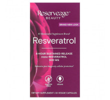 Ресвератрол Reserveage Nutrition, Ресвератрол, 4-часовое замедленное высвобождение, 500 мг, 30 растительных капсул