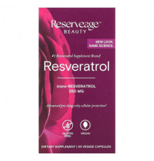 Ресвератрол Reserveage Nutrition, Ресвератрол, 250 мг, 30 растительных капсул