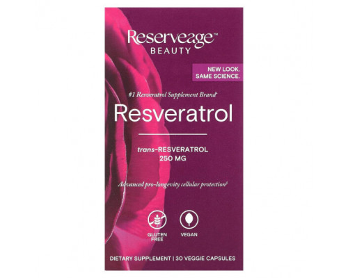 Ресвератрол Reserveage Nutrition, Ресвератрол, 250 мг, 30 растительных капсул Ресвератрол Reserveage Nutrition, Ресвератрол, 250 мг, 30 растительных капсул