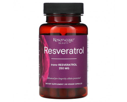 Ресвератрол Reserveage Nutrition, Ресвератрол, 250 мг, 30 растительных капсул Ресвератрол Reserveage Nutrition, Ресвератрол, 250 мг, 30 растительных капсул