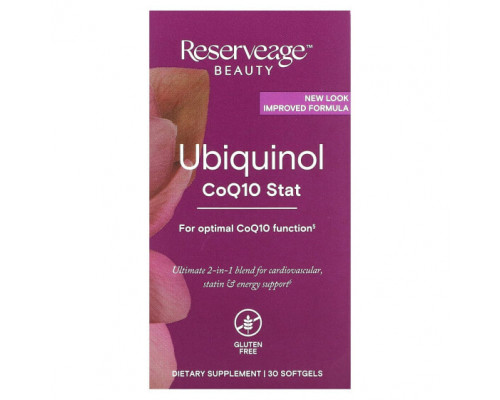 Антиоксиданты Reserveage Nutrition, Убихинол, Coq10 stat, 30 мягких таблеток Антиоксиданты Reserveage Nutrition, Убихинол, Coq10 stat, 30 мягких таблеток