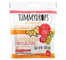 Имбирь и куркума Tummydrops, Органический сочный ананас, имбирь и юмберри, имбирь, 33 пастилки