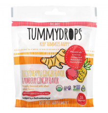 Имбирь и куркума Tummydrops, Органический сочный ананас, имбирь и юмберри, имбирь, 33 пастилки