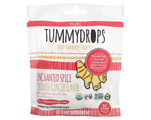 Для пищеварительной системы Tummydrops, Органический имбирь Enchanted Spice, 33 пастилки, 105 г (3,7 унции) Для пищеварительной системы Tummydrops, Органический имбирь Enchanted Spice, 33 пастилки, 105 г (3,7 унции)