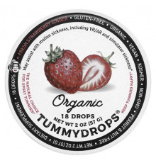 Травы и натуральные средства Tummydrops, Органический свежий клубничный имбирь, 18 капель, 57 г (2 унции)