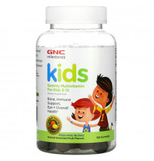 GNC, Milestones, Gummy Multivitamin for Kids 2-12, Natural Assorted Fruit Flavors, 120 Gummies