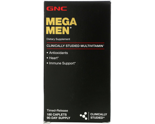 GNC Mega Men, Clinically Studied Multivitamin, 180 Caplets GNC Mega Men, Clinically Studied Multivitamin, 180 Caplets