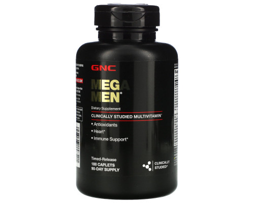GNC Mega Men, Clinically Studied Multivitamin, 180 Caplets GNC Mega Men, Clinically Studied Multivitamin, 180 Caplets