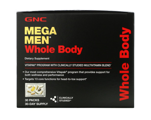 GNC Mega Men, Whole Body, VITAPAK Program With Multivitamin Blend, 30 Packs GNC Mega Men, Whole Body, VITAPAK Program With Multivitamin Blend, 30 Packs