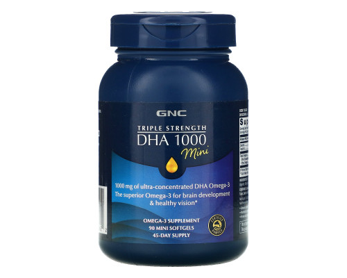 GNC, Triple Strength DHA 1000 Mini, 1,000 mg, 90 Mini Softgels GNC, Triple Strength DHA 1000 Mini, 1,000 mg, 90 Mini Softgels