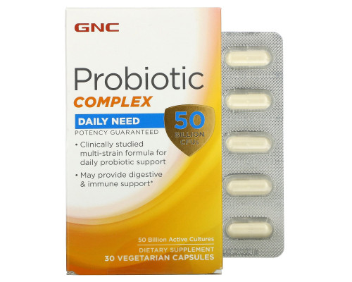GNC, Probiotic Complex, Daily Need, 50 Billion CFU, 30 Vegetarian Capsules GNC, Probiotic Complex, Daily Need, 50 Billion CFU, 30 Vegetarian Capsules