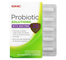 GNC, Probiotic Solutions with Enzymes, 25 Billion CFUs, 30 Vegetarian Capsules