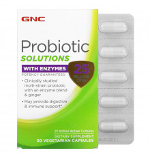 GNC, Probiotic Solutions with Enzymes, 25 Billion CFUs, 30 Vegetarian Capsules
