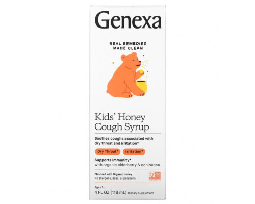 Детское здоровье Genexa LLC, Kid's Honey, сироп от кашля, для детей от 1 года, органический мед, 118 мл (4 жидк. Унции) Детское здоровье Genexa LLC, Kid's Honey, сироп от кашля, для детей от 1 года, органический мед, 118 мл (4 жидк. Унции)