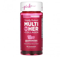 Женское здоровье Pink, Simply Radiant Multi For Her + Collagen, ягодное ассорти, 60 жевательных таблеток