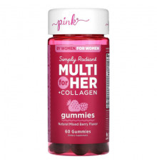 Женское здоровье Pink, Simply Radiant Multi For Her + Collagen, ягодное ассорти, 60 жевательных таблеток