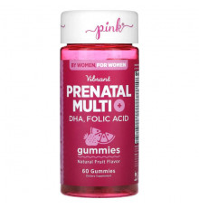 Женское здоровье Pink, Vibrant Prenatal Multi + DHA, фолиевая кислота, натуральные фрукты, 60 жевательных таблеток