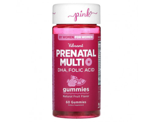 Женское здоровье Pink, Vibrant Prenatal Multi + DHA, фолиевая кислота, натуральные фрукты, 60 жевательных таблеток Женское здоровье Pink, Vibrant Prenatal Multi + DHA, фолиевая кислота, натуральные фрукты, 60 жевательных таблеток