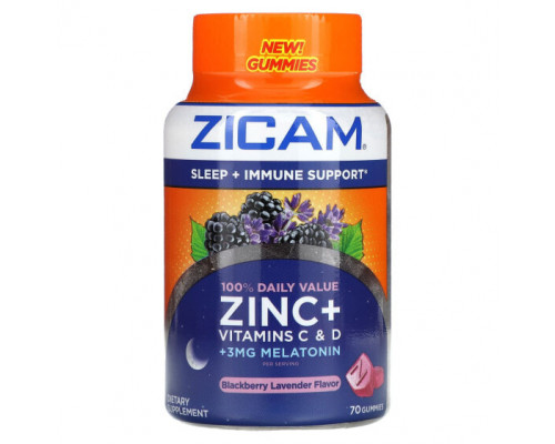 Цинк Zicam, Sleep + иммунная поддержка, ежевика и лаванда, 70 жевательных таблеток Цинк Zicam, Sleep + иммунная поддержка, ежевика и лаванда, 70 жевательных таблеток