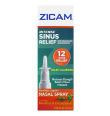 От аллергии Zicam, Intense Sinus Relief, жидкий спрей для носа без капель, с охлаждающим ментолом и эвкалиптом, 15 мл (0,5 жидк. Унции)