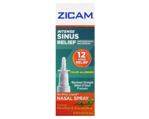 От аллергии Zicam, Intense Sinus Relief, жидкий спрей для носа без капель, с охлаждающим ментолом и эвкалиптом, 15 мл (0,5 жидк. Унции) От аллергии Zicam, Intense Sinus Relief, жидкий спрей для носа без капель, с охлаждающим ментолом и эвкалиптом, 15 мл (0,5 жидк. Унции)
