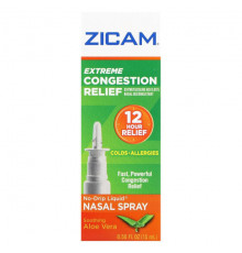 От гриппа и простуды Zicam, Экстремальное облегчение заложенности носа, жидкий спрей для носа без капель, успокаивающее алоэ вера, 15 мл (0,5 жидк. Унции)