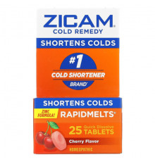 От гриппа и простуды Zicam, Cold Remedy, RapidMelts, вишня, 25 быстрорастворимых таблеток