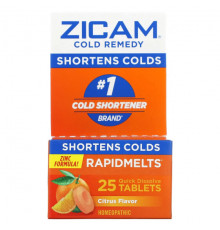 От гриппа и простуды Zicam, Cold Remedy, RapidMelts, цитрус, 25 быстрорастворимых таблеток