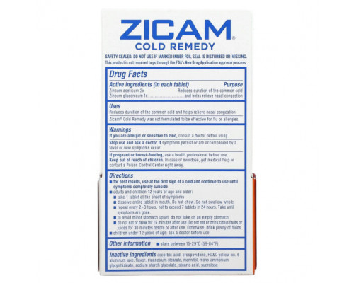 От гриппа и простуды Zicam, Cold Remedy, RapidMelts, цитрус, 25 быстрорастворимых таблеток От гриппа и простуды Zicam, Cold Remedy, RapidMelts, цитрус, 25 быстрорастворимых таблеток