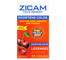 От гриппа и простуды Zicam, Средство от простуды, леденцы, дикая вишня, 25 леденцов в индивидуальной упаковке