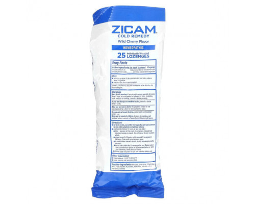 От гриппа и простуды Zicam, Средство от простуды, леденцы, дикая вишня, 25 леденцов в индивидуальной упаковке От гриппа и простуды Zicam, Средство от простуды, леденцы, дикая вишня, 25 леденцов в индивидуальной упаковке