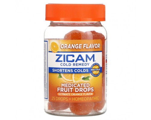 От гриппа и простуды Zicam, средство от простуды, лечебные фруктовые леденцы, апельсин, 25 штук От гриппа и простуды Zicam, средство от простуды, лечебные фруктовые леденцы, апельсин, 25 штук