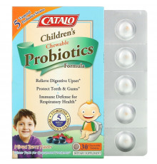 Catalo Naturals, Children's Chewable Probiotics Formula, Mixed Berry, 5 Billion CFU, 30 Chewable Tablets