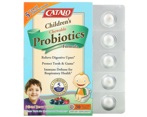 Catalo Naturals, Children's Chewable Probiotics Formula, Mixed Berry, 5 Billion CFU, 30 Chewable Tablets Catalo Naturals, Children's Chewable Probiotics Formula, Mixed Berry, 5 Billion CFU, 30 Chewable Tablets