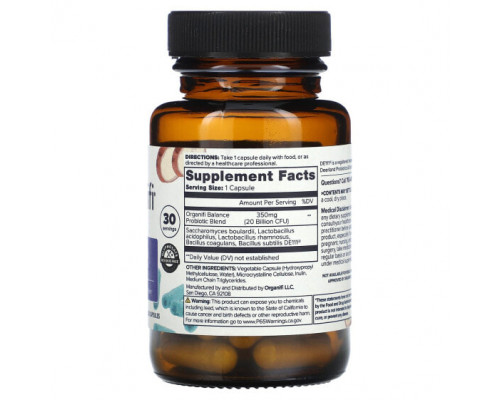 Пребиотики и пробиотики Organifi, Original Balance Probiotic, 30 капсул