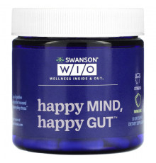 Для пищеварительной системы Swanson WIO, Happy Mind, Happy Gut, 30 вегетарианских капсул