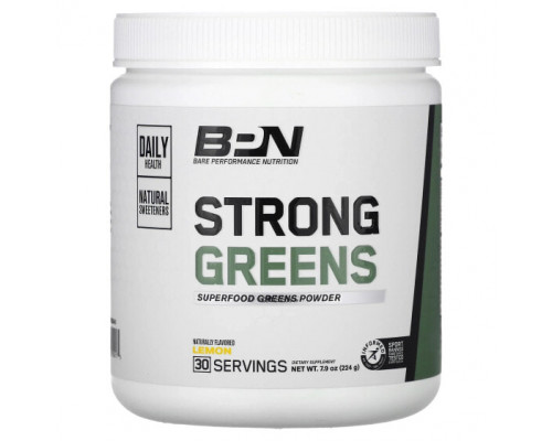 Суперфуды Bare Performance Nutrition, Strong Greens, порошок из суперпродуктов, лимон, 224 г (7,9 унции) Суперфуды Bare Performance Nutrition, Strong Greens, порошок из суперпродуктов, лимон, 224 г (7,9 унции)